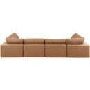  Manufacturer Color_Cognac -- Comfy 158" Cognac Vegan Leather Upholstered 6 pc Modular Sectional IMAGE 3