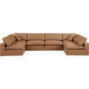  Manufacturer Color_Cognac -- Comfy 158" Cognac Vegan Leather Upholstered 6 pc Modular Sectional IMAGE 4