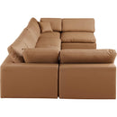 Manufacturer Color_Cognac -- Comfy 158" Cognac Vegan Leather Upholstered 6 pc Modular Sectional IMAGE 5