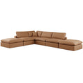  Manufacturer Color_Cognac -- Comfy 157" Cognac Vegan Leather Upholstered 6 pc Modular Sectional IMAGE 1