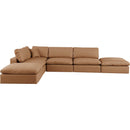 Meridian Comfy Cognac Vegan Leather Modular Sectional IMAGE 4