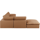  Manufacturer Color_Cognac -- Comfy 157" Cognac Vegan Leather Upholstered 6 pc Modular Sectional IMAGE 5