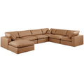  Manufacturer Color_Cognac -- Comfy 158" Cognac Vegan Leather Upholstered 7 pc Modular Sectional IMAGE 1