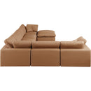  Manufacturer Color_Cognac -- Comfy 158" Cognac Vegan Leather Upholstered 7 pc Modular Sectional IMAGE 5