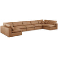  Manufacturer Color_Cognac -- Comfy 197" Cognac Vegan Leather Upholstered 7 pc Modular Sectional IMAGE 1