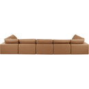 Meridian Comfy Cognac Vegan Leather Modular Sectional IMAGE 3