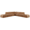  Manufacturer Color_Cognac -- Comfy 157" Cognac Vegan Leather Upholstered 7 pc Modular Sectional IMAGE 1