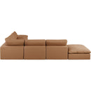 Meridian Comfy Cognac Vegan Leather Modular Sectional IMAGE 5