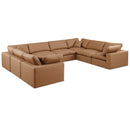  Manufacturer Color_Cognac -- Comfy 158" Cognac Vegan Leather Upholstered 8 pc Modular Sectional IMAGE 1