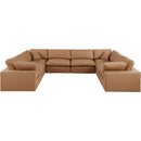  Manufacturer Color_Cognac -- Comfy 158" Cognac Vegan Leather Upholstered 8 pc Modular Sectional IMAGE 4