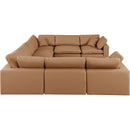  Manufacturer Color_Cognac -- Comfy 158" Cognac Vegan Leather Upholstered 8 pc Modular Sectional IMAGE 5