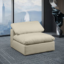  Manufacturer Color_Cream -- Comfy Cream Vegan Leather Upholstered Modular Armless Chair IMAGE 2
