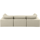  Manufacturer Color_Cream -- Comfy 119" Cream Vegan Leather Upholstered 3 pc Modular Sofa IMAGE 3