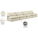  Manufacturer Color_Cream -- Comfy 156" Cream Vegan Leather Upholstered 4 pc Armless Modular Sofa IMAGE 10