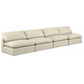  Manufacturer Color_Cream -- Comfy 156" Cream Vegan Leather Upholstered 4 pc Armless Modular Sofa IMAGE 1