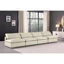 Manufacturer Color_Cream -- Comfy 156" Cream Vegan Leather Upholstered 4 pc Armless Modular Sofa IMAGE 2
