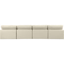  Manufacturer Color_Cream -- Comfy 156" Cream Vegan Leather Upholstered 4 pc Armless Modular Sofa IMAGE 3