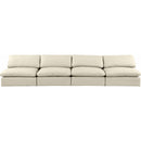  Manufacturer Color_Cream -- Comfy 156" Cream Vegan Leather Upholstered 4 pc Armless Modular Sofa IMAGE 4