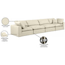  Manufacturer Color_Cream -- Comfy 158" Cream Vegan Leather Upholstered 4 pc Modular Sofa IMAGE 10