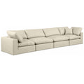  Manufacturer Color_Cream -- Comfy 158" Cream Vegan Leather Upholstered 4 pc Modular Sofa IMAGE 1