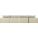 Manufacturer Color_Cream -- Comfy 158" Cream Vegan Leather Upholstered 4 pc Modular Sofa IMAGE 3