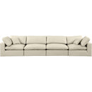  Manufacturer Color_Cream -- Comfy 158" Cream Vegan Leather Upholstered 4 pc Modular Sofa IMAGE 4