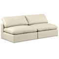  Manufacturer Color_Cream -- Comfy 78" Cream Vegan Leather Upholstered 2 pc Armless Modular Loveseat IMAGE 1