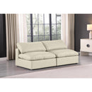  Manufacturer Color_Cream -- Comfy 78" Cream Vegan Leather Upholstered 2 pc Armless Modular Loveseat IMAGE 2