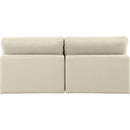  Manufacturer Color_Cream -- Comfy 78" Cream Vegan Leather Upholstered 2 pc Armless Modular Loveseat IMAGE 3