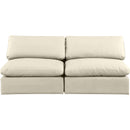  Manufacturer Color_Cream -- Comfy 78" Cream Vegan Leather Upholstered 2 pc Armless Modular Loveseat IMAGE 4