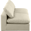  Manufacturer Color_Cream -- Comfy 78" Cream Vegan Leather Upholstered 2 pc Armless Modular Loveseat IMAGE 5