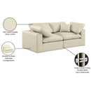  Manufacturer Color_Cream -- Comfy 80" Cream Vegan Leather Upholstered 2 pc Modular Loveseat IMAGE 10