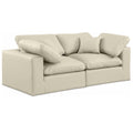  Manufacturer Color_Cream -- Comfy 80" Cream Vegan Leather Upholstered 2 pc Modular Loveseat IMAGE 1