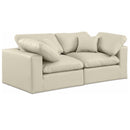  Manufacturer Color_Cream -- Comfy 80" Cream Vegan Leather Upholstered 2 pc Modular Loveseat IMAGE 1