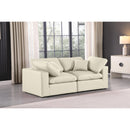  Manufacturer Color_Cream -- Comfy 80" Cream Vegan Leather Upholstered 2 pc Modular Loveseat IMAGE 2