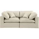  Manufacturer Color_Cream -- Comfy 80" Cream Vegan Leather Upholstered 2 pc Modular Loveseat IMAGE 4