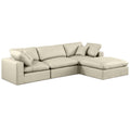  Manufacturer Color_Cream -- Comfy 119" Cream Vegan Leather Upholstered 4 pc Modular Sectional IMAGE 1