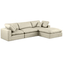  Manufacturer Color_Cream -- Comfy 119" Cream Vegan Leather Upholstered 4 pc Modular Sectional IMAGE 1