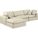  Manufacturer Color_Cream -- Comfy 119" Cream Vegan Leather Upholstered 4 pc Modular Sectional IMAGE 2