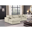  Manufacturer Color_Cream -- Comfy 119" Cream Vegan Leather Upholstered 4 pc Modular Sectional IMAGE 4
