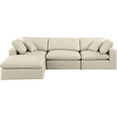  Manufacturer Color_Cream -- Comfy 119" Cream Vegan Leather Upholstered 4 pc Modular Sectional IMAGE 7