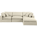  Manufacturer Color_Cream -- Comfy 119" Cream Vegan Leather Upholstered 4 pc Modular Sectional IMAGE 8