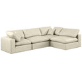  Manufacturer Color_Cream -- Comfy 119" Cream Vegan Leather Upholstered 4 pc Modular Sectional IMAGE 1