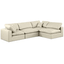  Manufacturer Color_Cream -- Comfy 119" Cream Vegan Leather Upholstered 4 pc Modular Sectional IMAGE 1