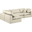  Manufacturer Color_Cream -- Comfy 119" Cream Vegan Leather Upholstered 4 pc Modular Sectional IMAGE 2