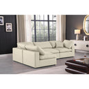  Manufacturer Color_Cream -- Comfy 119" Cream Vegan Leather Upholstered 4 pc Modular Sectional IMAGE 4