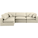  Manufacturer Color_Cream -- Comfy 119" Cream Vegan Leather Upholstered 4 pc Modular Sectional IMAGE 7