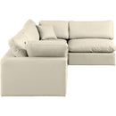  Manufacturer Color_Cream -- Comfy 119" Cream Vegan Leather Upholstered 4 pc Modular Sectional IMAGE 9