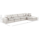  Manufacturer Color_Cream -- Comfy 158" Cream Vegan Leather Upholstered 5 pc Modular Sectional IMAGE 15