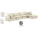  Manufacturer Color_Cream -- Comfy 158" Cream Vegan Leather Upholstered 5 pc Modular Sectional IMAGE 16